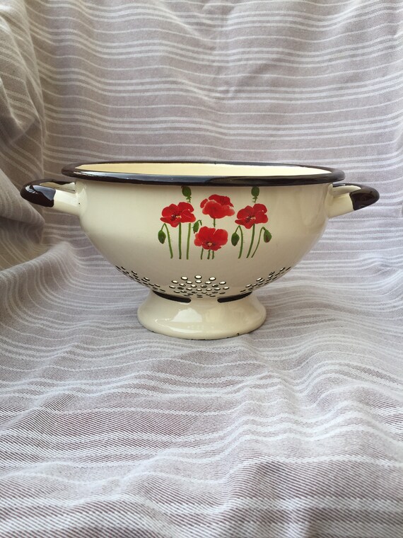 Old Enamel Sieve Noodle Sieve Stand Sieve Abseiher Old Etsy