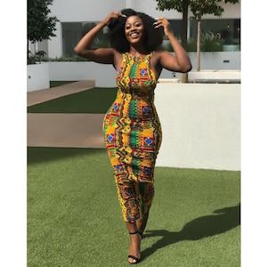 Kente bodycon strecht dress / ankara elastic dress / bodycon dress / elastic dress