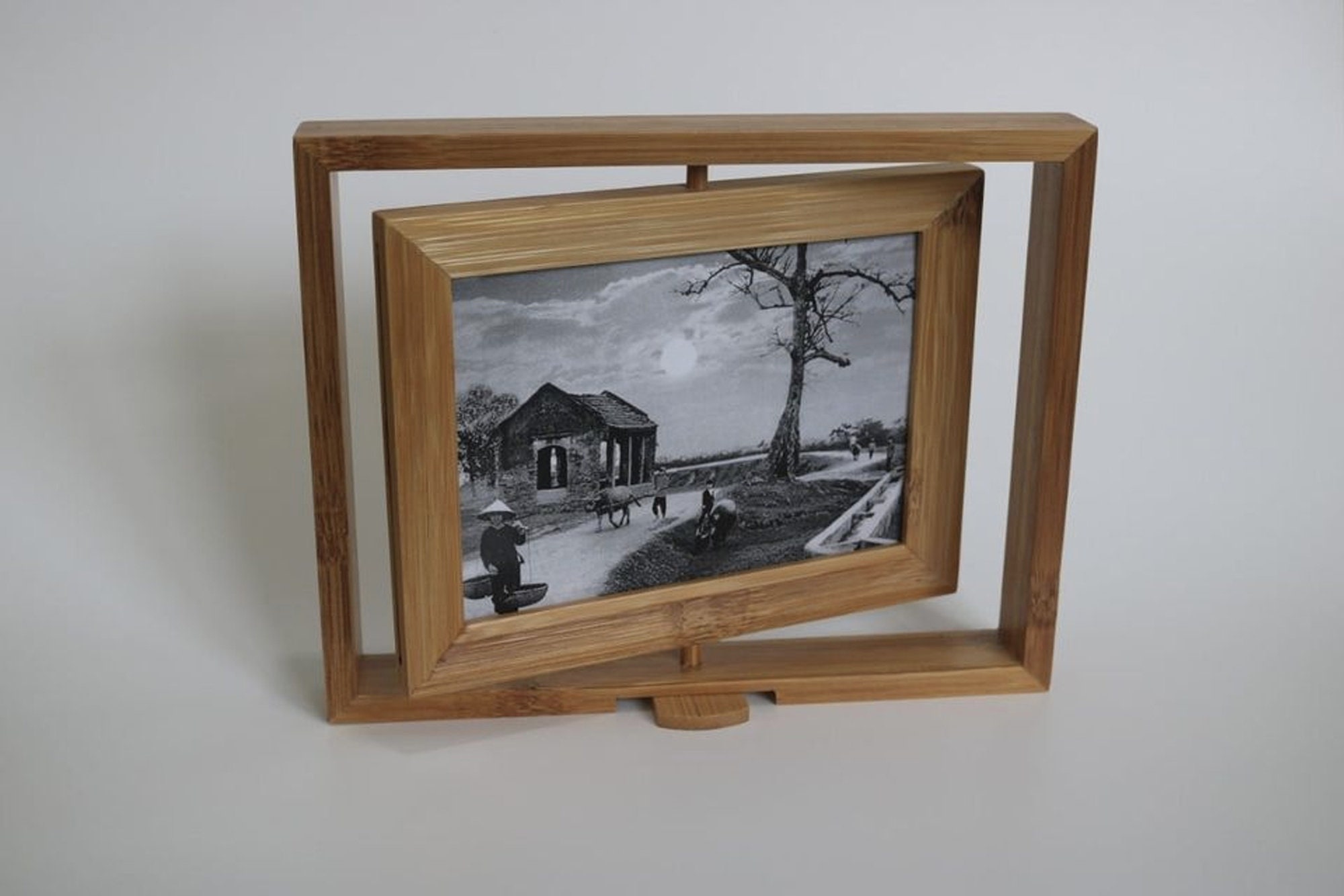 5x7 Bamboo Picture Frame Spinning Photo Frame Doublesided Etsy