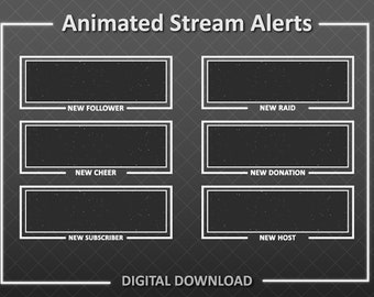 Twitch Geanimeerde waarschuwingen | Geanimeerde stream alert pack | Minimalistische | Stream waarschuwingen | Streaming Graphics