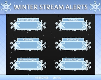 Twitch Winter Geanimeerde waarschuwingen | Geanimeerde stream alert pack | Winterwaarschuwingen | Twitch Sneeuw | Kerst | Vakantie | Streaming Graphics