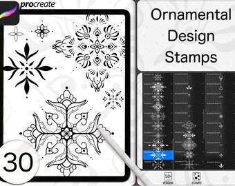 30 Tattoo ontwerp stempels, tattoo borstel, sierkunst, procreate stempels, procreate borstels, digitale tools, digitale download, ipad