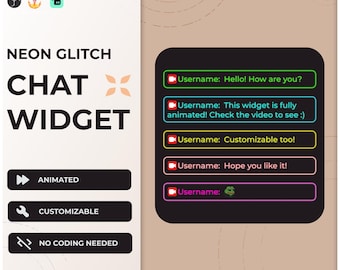 Neon Glitch - Chatwidget | Cyberpunk | Aanpasbaar | | Streamwidget | Chatbox | Twitch