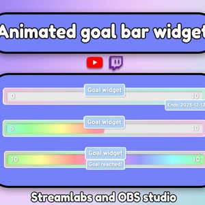 RGB Rainbow Animated Twitch Goal Bar For Stream | Twitch, Youtube, Facebook