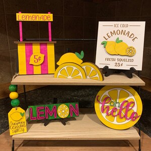 Lemon tiered tray decor, summer tiered tray decor, lemonade tiered tray decor, farmhouse tiered tray decor