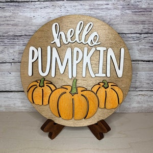 Hello Pumpkin Fall Tiered Tray Sign, Fall Sign, Pumpkin Sign, Fall Decor, Halloween Decor