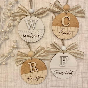 Custom Family Ornament, Last Name Ornament, Shiplap Ornament, Initial Ornament, Rustic Ornaments, Farmhouse Ornaments, Holiday Ornaments