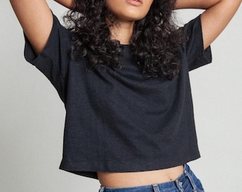 Orejas Women's Hemp Organic Cotton Crop Top - Multiple Colors | Hemp Summer Cropped Top, Hemp Crewneck T-shirt, Hemp Breezy Summer T-shirt