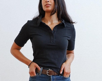 Mid-sleeves Hemp Pique Polo Shirt
