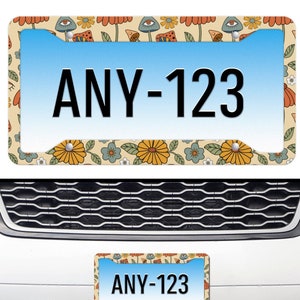 Retro Mushroom License Plate Frame, Cottagecore witchy License Plate Frames for Women Boho, Mystical Eyes, Aesthetic Car Decor, Car Gift