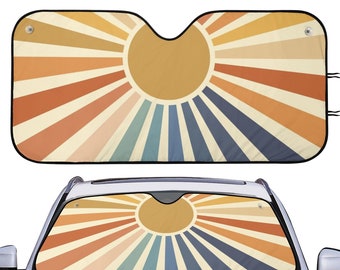 Retro Sunburst Windshield Sun Shade for Car, Car Sunshade, Car Windshield Sunshade, Sun Visor for Car Windshield, Front Window Sunshade