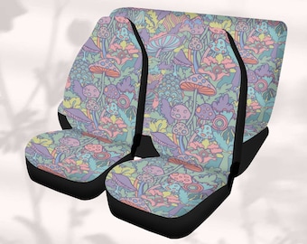 Pastel Mushroom Car Seat Cover for Vehicle Full Set, Seat Covers for Car for Women, Car Cover for Seats, Aesthetic Interior Car Decor Gift