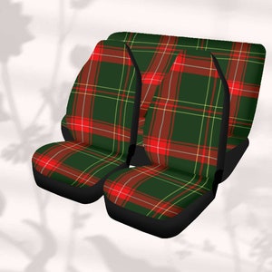 Tartan Plaid Car Seat Cover Full Set, Green Red Seat Covers for Car for Women Green, Scottish Car Seat Covers for Vehicle for Men for Women