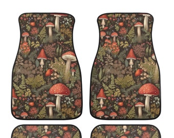 Alfombrilla para coche con estampado de setas de pradera, alfombrillas para coche estilo cottagecore, alfombrillas bonitas para mujer, alfombrillas boho, regalo de decoración estética para el coche