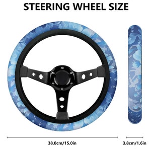 Sakura Anime Steering Wheel Cover - Cherry Blossom Blue Moon: Car Accessories, Decor for Vehicle