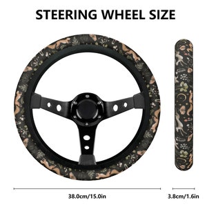 Enchanted Forest Steering Wheel Cover for Women, Cottagecore Car Steering Wheel Cover, Witchy Car Wheel Cover Black, Aesthetic Car Decor