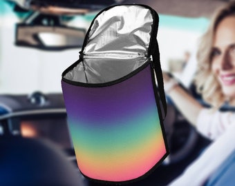 Sac poubelle de voiture ombré arc-en-ciel étanche, accessoires colorés dégradés pour véhicule