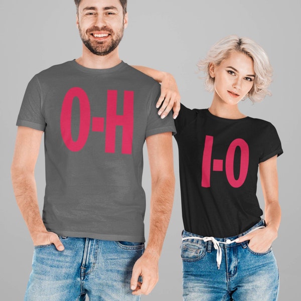 Ohio State College Sports Tee, O-H-I-O Matching Ohio Sports Tee,  Football Funny Funday Game Day, State Matching Tee, Couple Friends Student