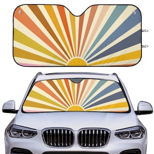 Protetor solar para para-brisa de carro Retro Sunrise, protetor solar para para-brisa de carro, protetor solar para para-brisa de carro, protetor solar para janela frontal