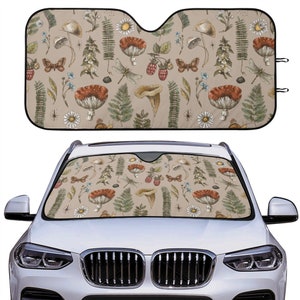 Cottagecore Beige Sonnenschutz für die Windschutzscheibe, Sonnenschutz für die Windschutzscheibe, Sonnenschutz für die Windschutzscheibe, Sonnenblende für die Windschutzscheibe, Ästhetisches Autodekor