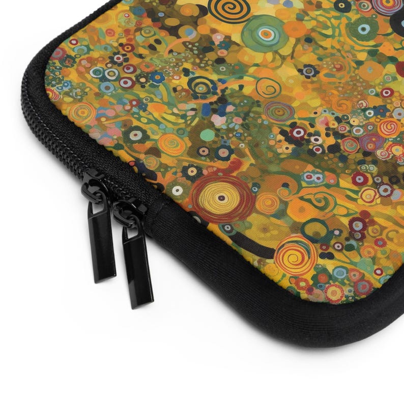 Klimt Flowers Laptop Sleeve, Abstract Floral Padded Computer Case, The Kiss Inspired image 6