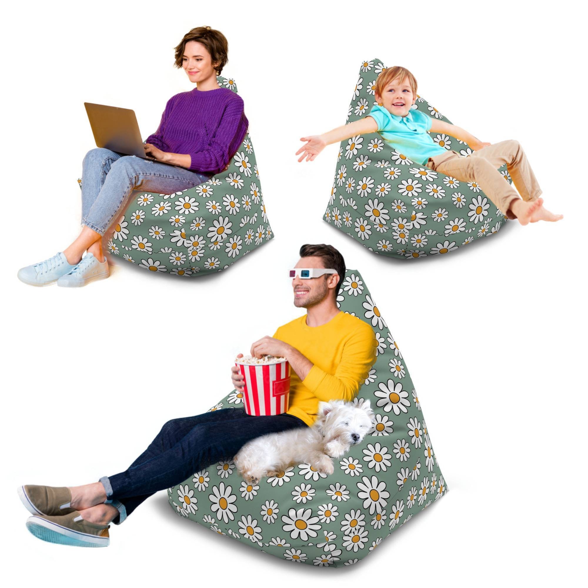 Sage Green Daisy Bean Bag Cover, Daisy Flower Bean Bag Chair Cover sold