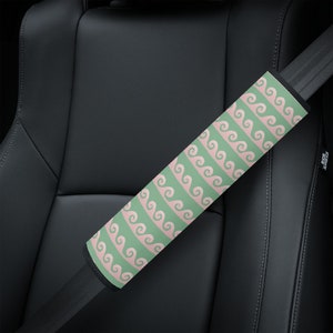 Surf Wave SeatBelt Cover Cute, Green SeatBelt Cover, Surfing Car Seat Belt Strap Cover Pad, Aesthetic Car Decor Gift for Surfer