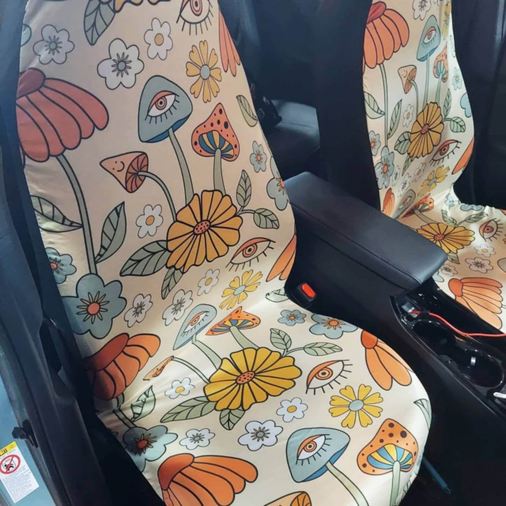 Retro Mushroom Car Seat Cover Full Set Boho Witchy Seat Cover Etsy