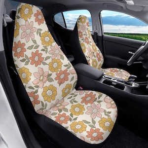 Cottagecore Floral Car Seat Cover Set: Universal Fit, Polyester Microfiber