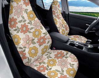 Cottagecore Flower Car Seat Cover Full Set, Floral Seat Covers for Car for Women, Car Seat Covers for Vehicle, Flowers Car Seat Cover Set