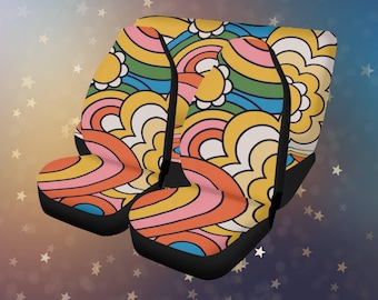 Psychedelic Flower Car Seat Cover for Vehicle Full Set, Retro 70s Car Seat Covers for Women, Trippy Seat Cover, Colorful Interior Car Decor