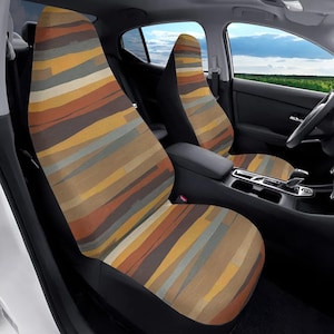 Boho Ethnic Car Seat Cover Full Set, Earthy Stripes Car Seat Covers, Brown Seat Cover for Vehicle, Car Cover for Seat, Aesthetic Car Decor