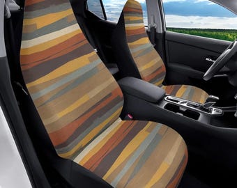 Boho Ethnic Car Seat Cover Full Set, Earthy Stripes Car Seat Covers, Brown Seat Cover for Vehicle, Car Cover for Seat, Aesthetic Car Decor