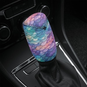 Mermaid Scales Car Shift Knob Cover: Purple & Blue Gear Shifter