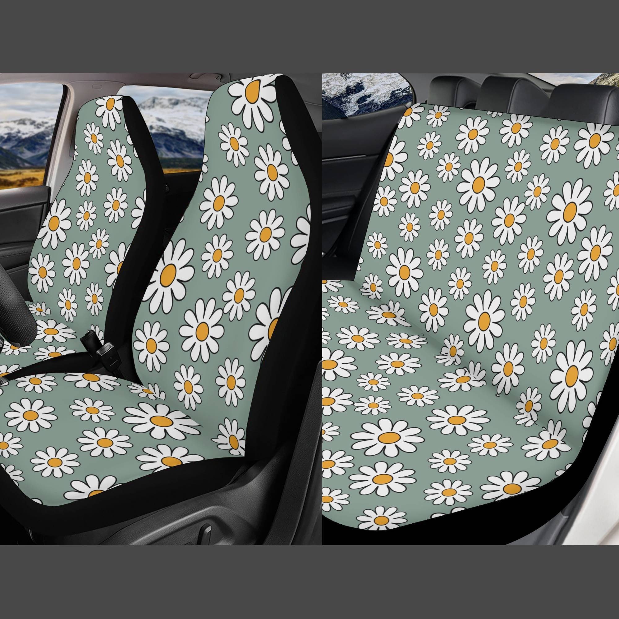 Daisy Sage Car Seat Cover, Floral Seat Covers for Car for Women