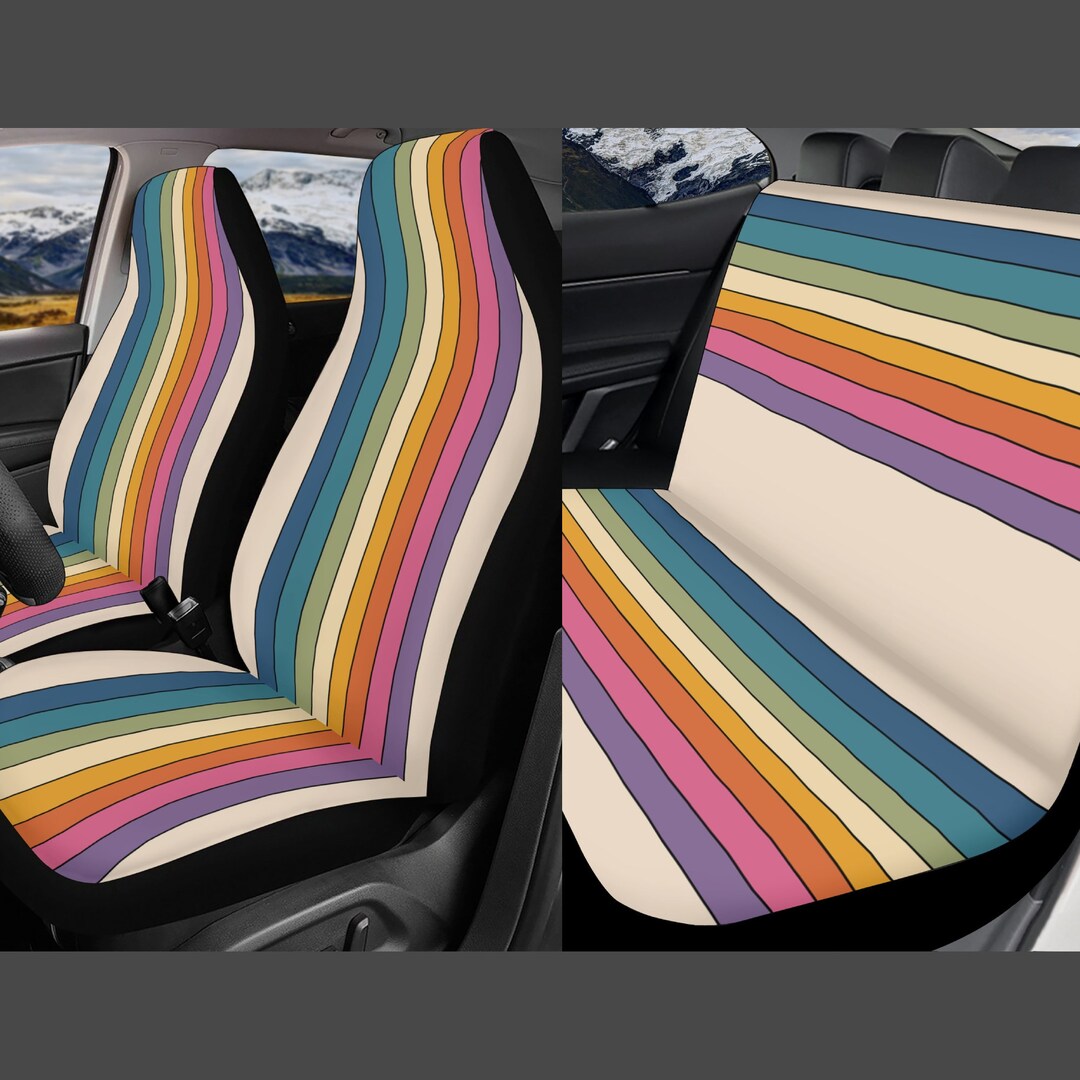 Retro Rainbow Car Seat Cover for Women Full Set Cute Colorful Etsy