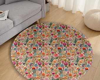 ■Flower Floor Mat / Rainbow × Ecru beige Takashi Murakami Flower Floor Mat Rug - US