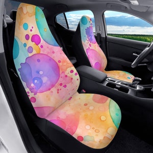 Boho Rainbow Car Seat Cover for Vehicle Full Set, Colorful Seat Cover for Car, Fun Seat Covers for Women, Watercolor Car Cover for Seats