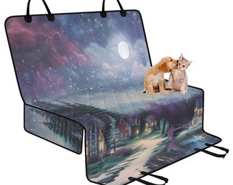 Full Moon Forest Pet Seat Cover for Car, Dog Car Seat Covers for Vehicles, Car Accessories Boho, Cute Car Decor, Fantasy Landscape Art