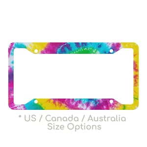 Tie Dye License Plate Frame Magenta, Hippie License Plate Frames for Women, Boho Car Plate Frame Cute, Car Decor Gift for Her