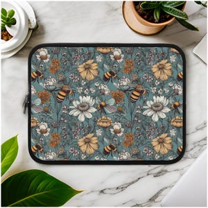 Honigbienen-Laptophülle: Gepolsterte Computerhülle mit Blumenmuster