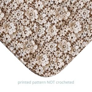 Beige Wildflower Foam Bath Mat Floral, Soft Non-Slip Bathroom Rug, Home Decor Gift, Faux Crochet