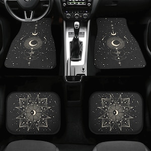 Boho Celestial Car Mats Set, Esoteric Car Floor Mats for Women, Black Car Mats, Car Floor Mat Cute, Floor Mat for Car, Car Matts, Car Decor