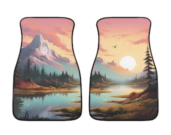 Mountain Lake Car Floor Mats, Anime Car Mats, Car Decor Cute Car Accessories, Fantasy Landscape Art