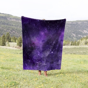 Purple Galaxy Throw Blanket Gift, Celestial Blanket, Fleece Blanket Soft, Queen Size Blanket, Baby Blanket, Home Gift