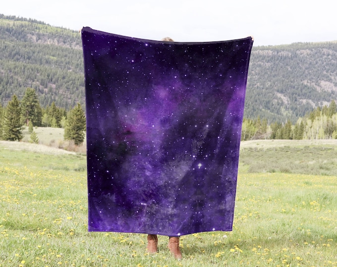 Purple Galaxy Throw Blanket Gift, Celestial Blanket, Fleece Blanket Soft, Queen Size Blanket, Baby Blanket, Home Gift