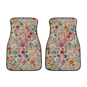 Summer Flowers Car Mats, Boho Floral Car Floor Mats, Cottagecore Car Floor Mats for Women, Car Mats Flowers, Aesthetic Car Decor, Car Gift
