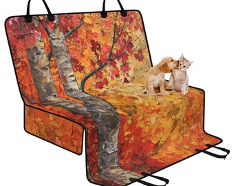 Golden Birches Pet Seat Cover for Car, Dog Car Seat Covers for Vehicles, Car Accessories Boho, Cute Car Decor Orange