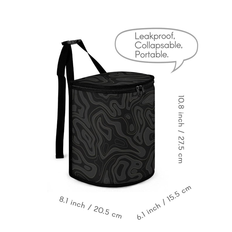 Bolsa de basura para coche Topography, bote de basura de carbón con tapa, impermeable y a prueba de fugas, accesorio estético, regalo para coche. imagen 8