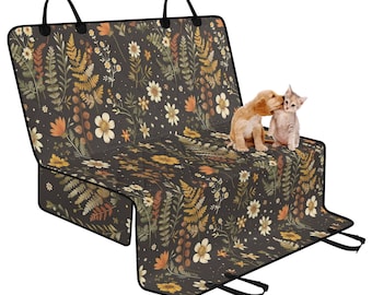 Earthy Cottagecore Pet Seat Cover for Car, Dog Car Seat Covers for Vehicles, Flrao Car Accessories Boho, Cute Car Decor